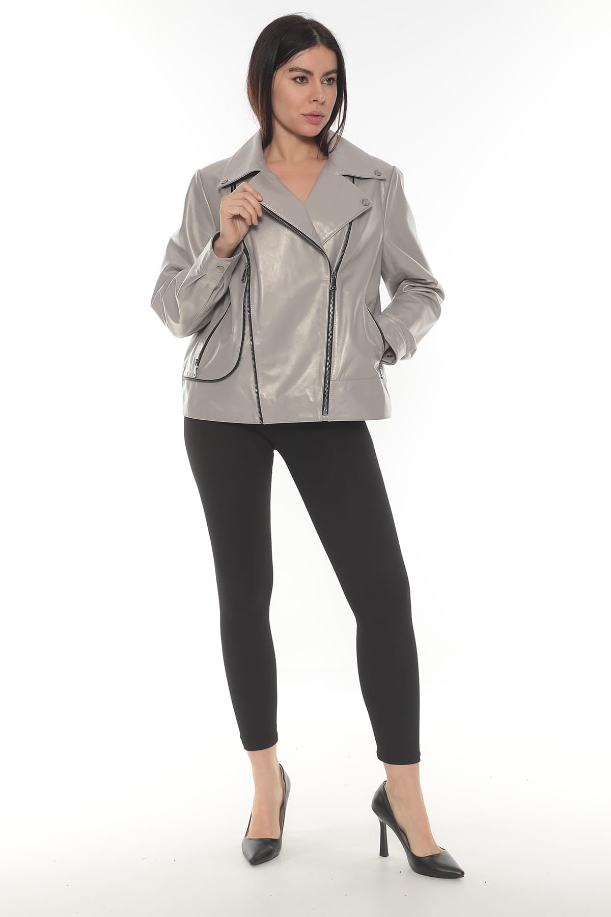 ADRIANA Bomber Biker Kadın Deri Ceket