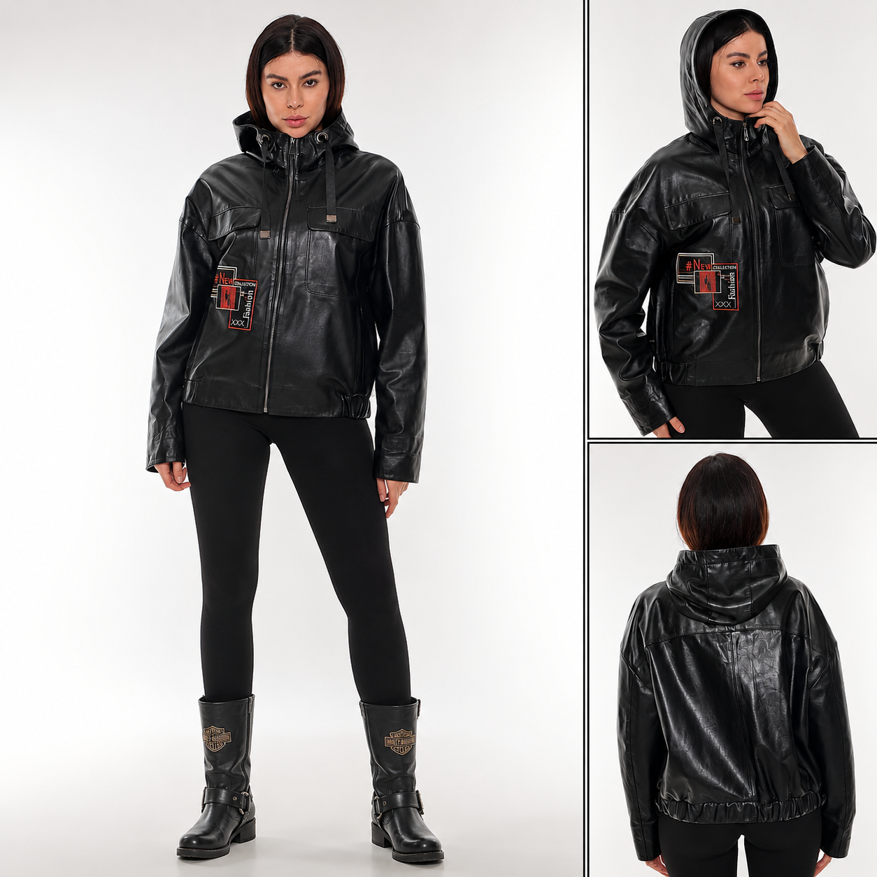Isabella Kadın Hakiki Deri Biker Ceket