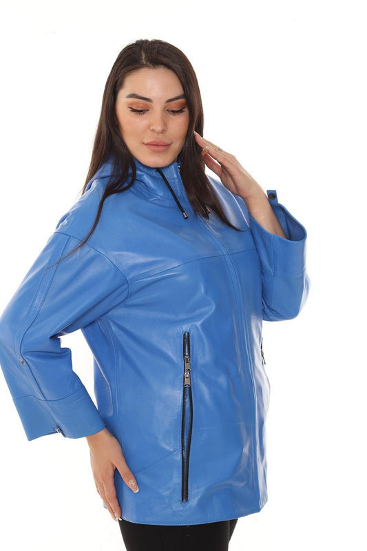 OLIVIA Kadın Oversize Hakiki Deri Ceket