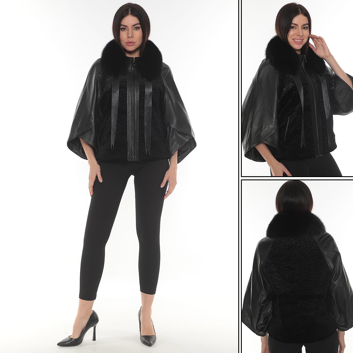 ALESSİA Women's Suede Batwing Genuine Leather Jacket