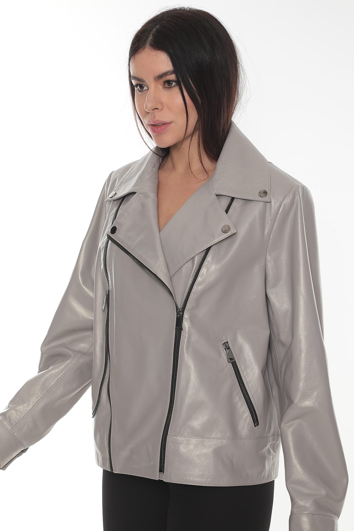ADRIANA Bomber Biker Kadın Deri Ceket