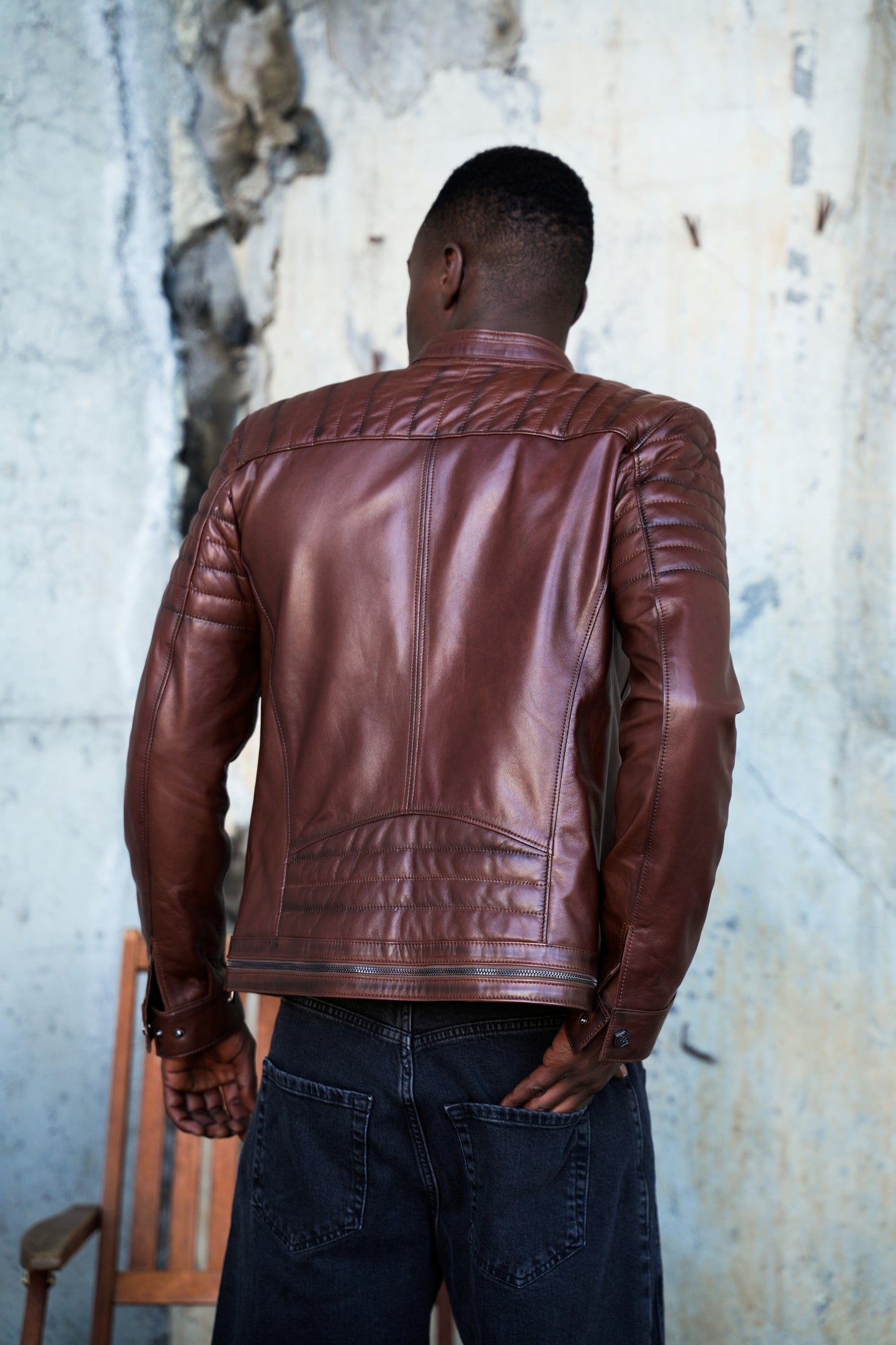 VALENTINO Erkek Biker Hakiki Deri Mont