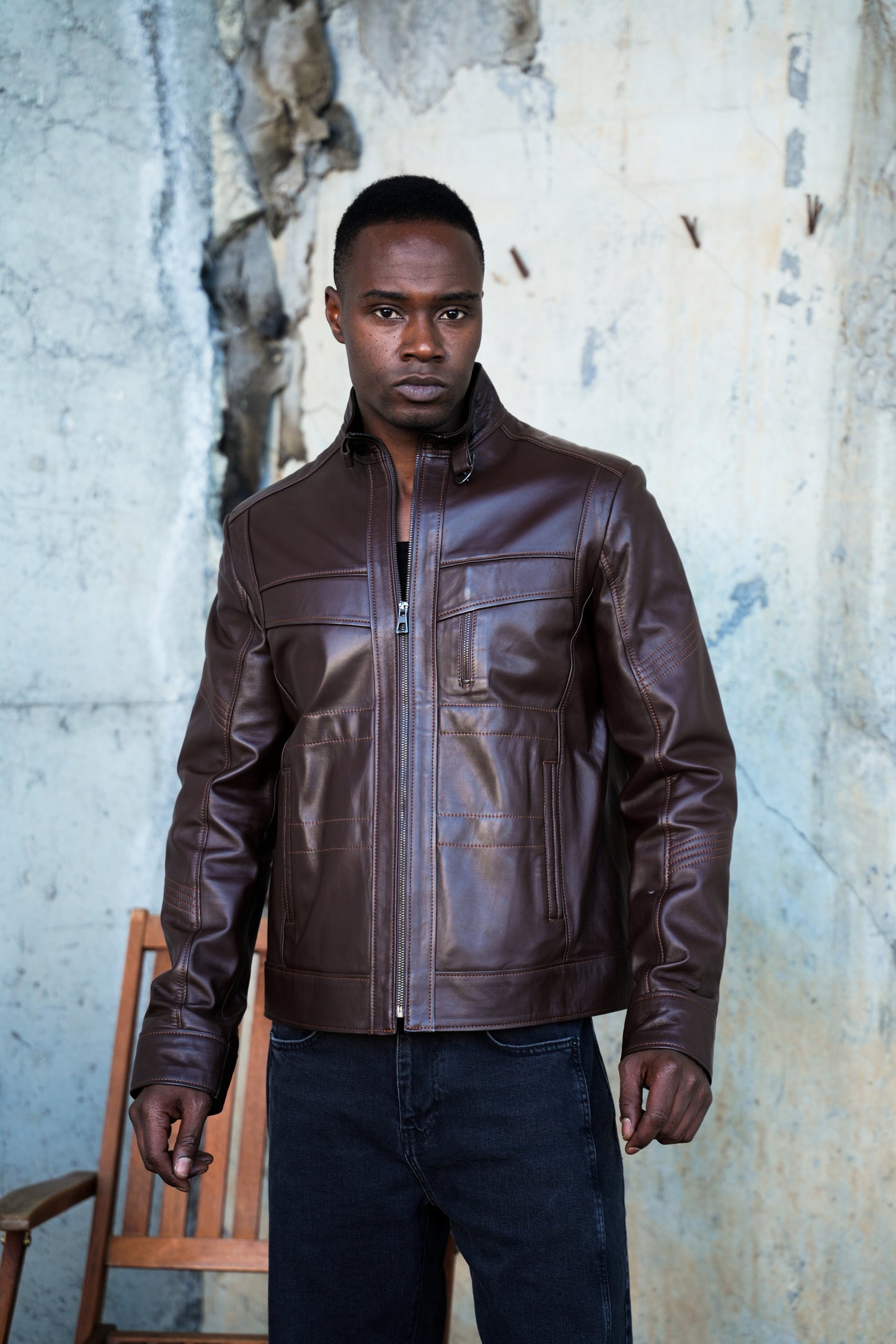 LUCIANO Erkek Bomber Klasik Hakiki Deri Mont