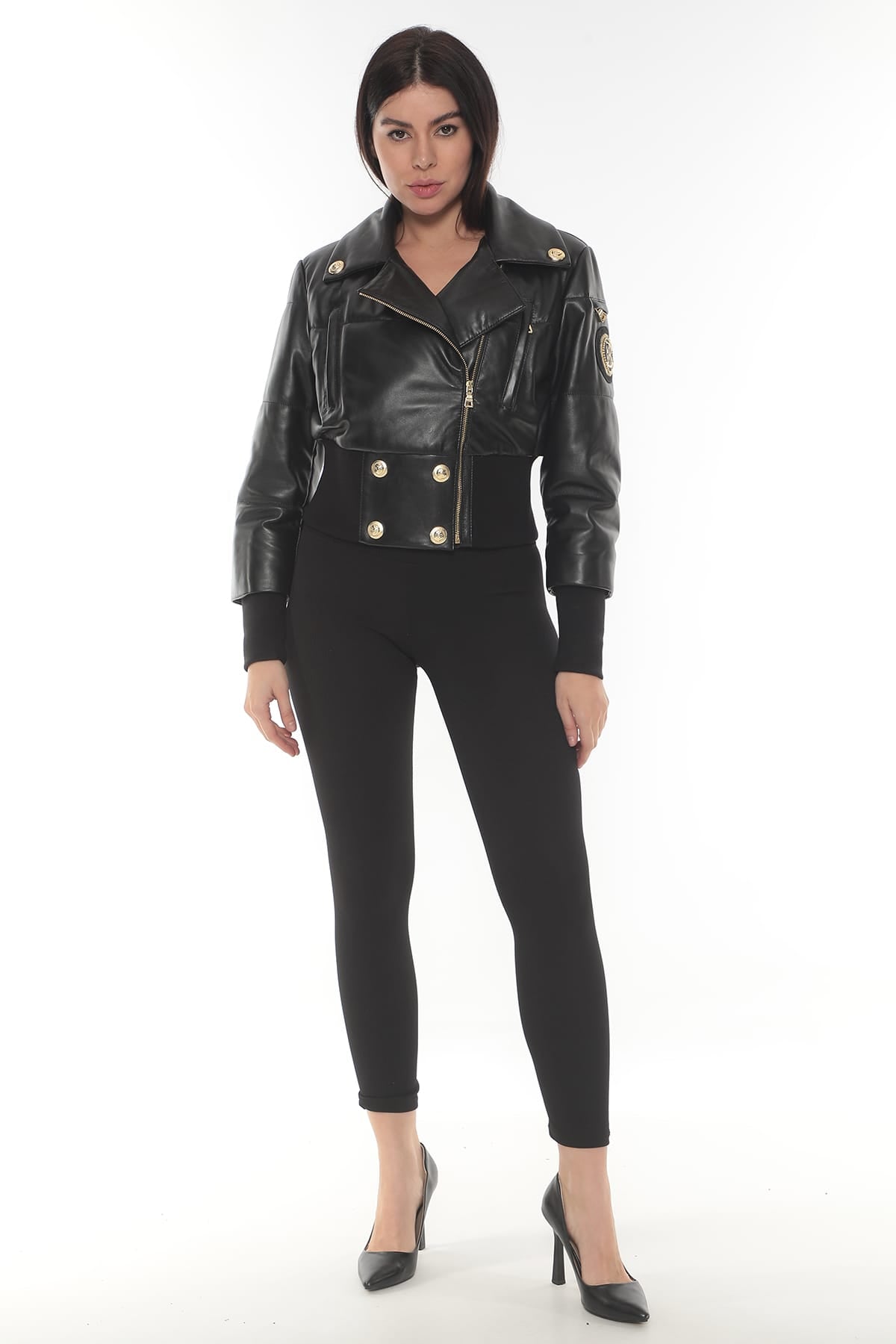 BIKER CROP DERI CEKET