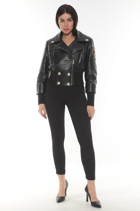 BIKER CROP DERI CEKET