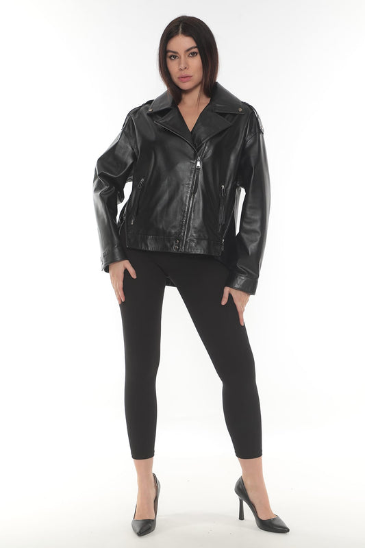 IMAGO Luxury ISABELLA KADIN BİKER HAKİKİ DERİ CEKET