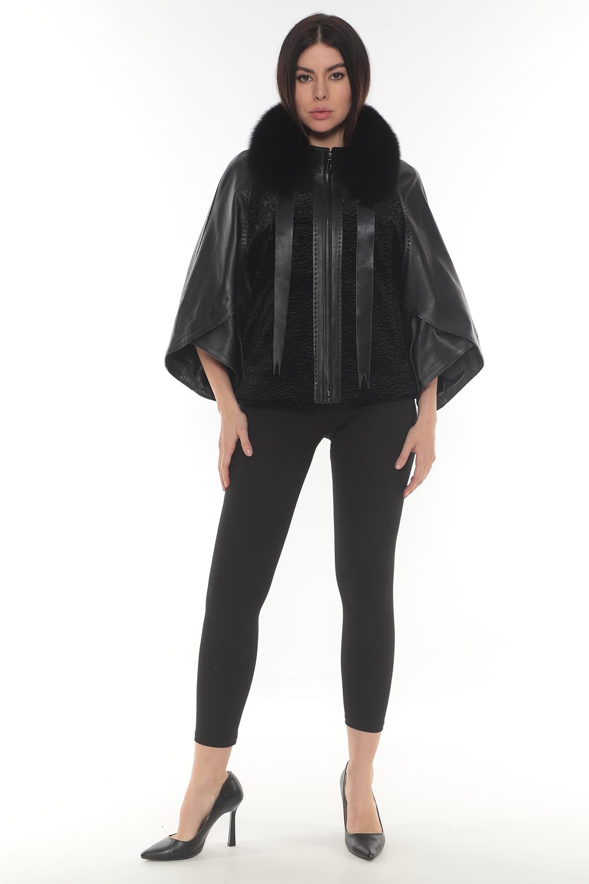 ALESSİA Women's Suede Batwing Genuine Leather Jacket