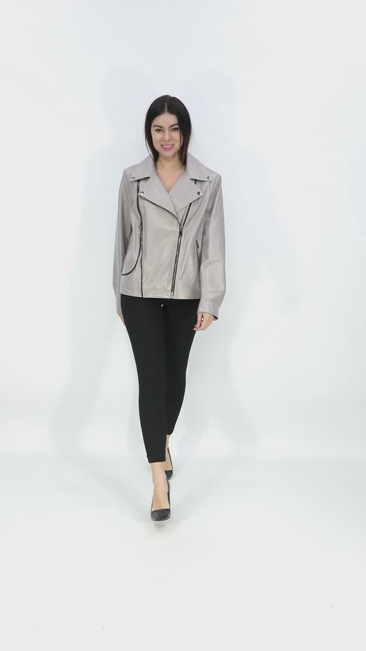 ADRIANA Bomber Biker Kadın Deri Mont